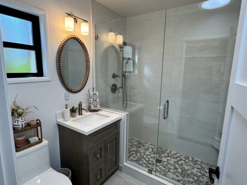 Modern bathroom with glass shower